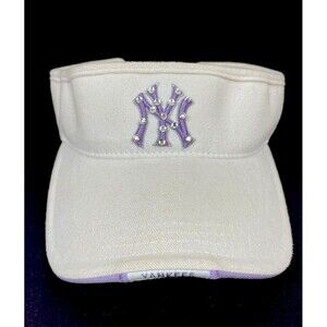 New York Yankees Bling/Rhinestone White Visor Cap Adjustable MLB Geniune Annco
